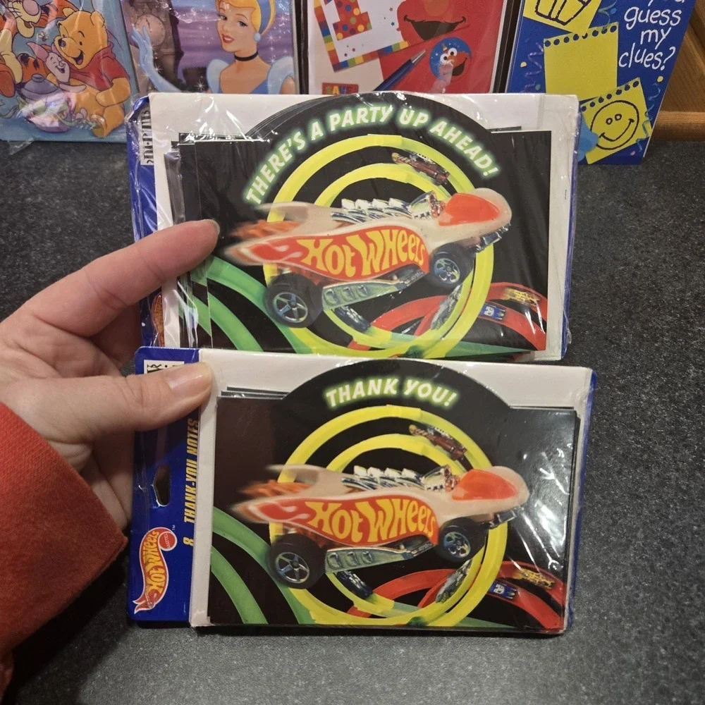 NEW Vtg 1998 Mattel‎ Hotwheels Birthday Party Invitations & Thank You Cards